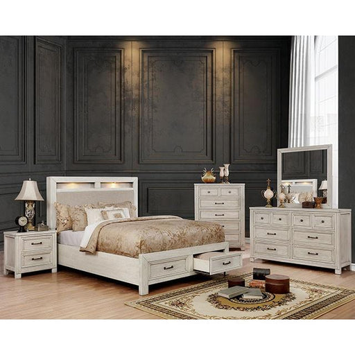 Tywyn Antique White Queen Bed Bed FOA East