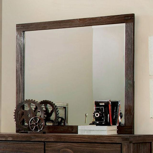 Rexburg Wire-Brushed Rustic Brown Mirror Mirror FOA East