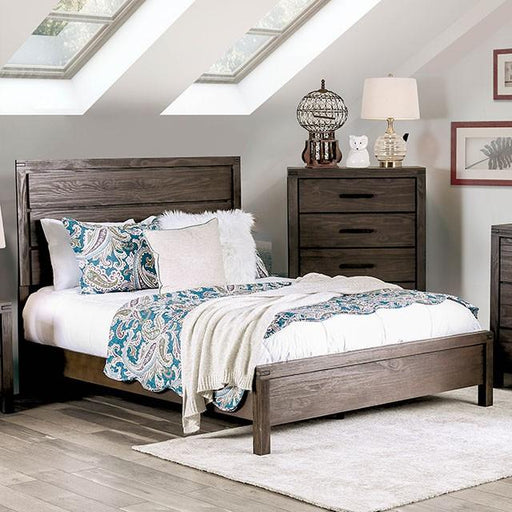 Rexburg Wire-Brushed Rustic Brown E.King Bed Bed FOA East