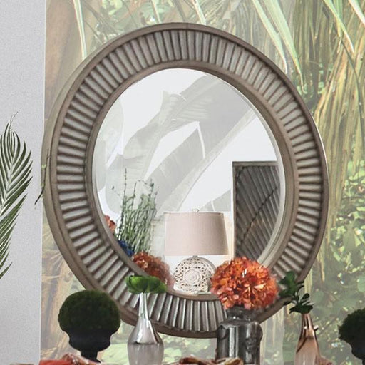Kamalah Antique Gray Round Mirror Mirror FOA East