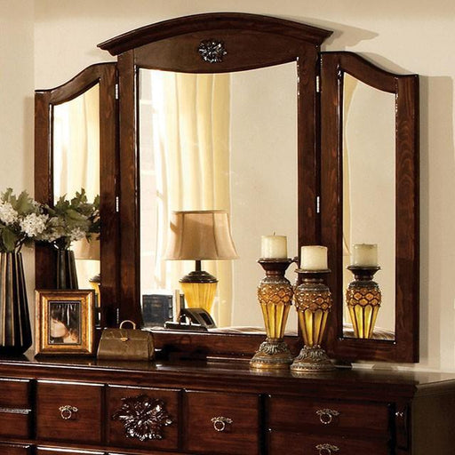 Tuscan II Glossy Dark Pine Tri-Fold Mirror Mirror FOA East