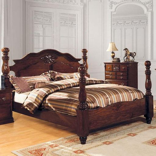 Tuscan II Glossy Dark Pine Queen Bed Bed FOA East