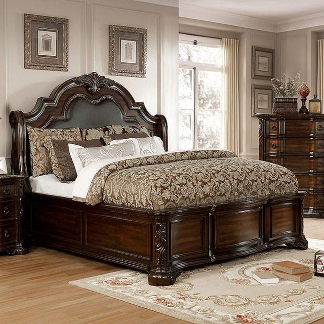 Niketas Brown Cherry/Espresso Queen Bed Bed FOA East