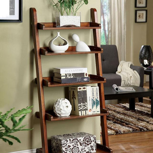 Lugo Antique Oak Ladder Shelf Bookcase FOA East