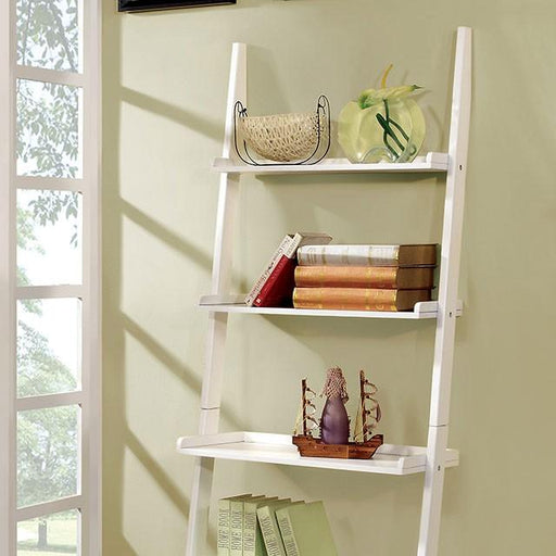 Sion White Ladder Shelf Bookcase FOA East