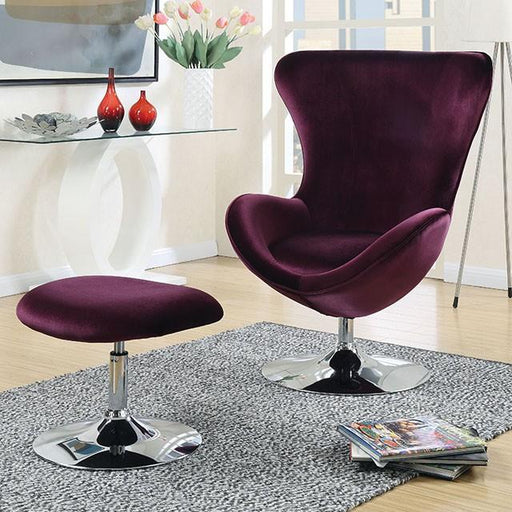 Eloise Purple Accent Chair w/ Ottoman Chair & Ottoman FOA East