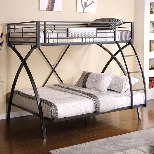 Apollo Gun Metal/Chrome Twin/Full Bunk Bed Bunk Bed FOA East