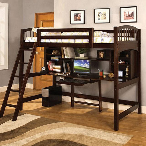 Dakota Ridge Espresso Twin Loft Bed w/ Workstation Bed FOA East