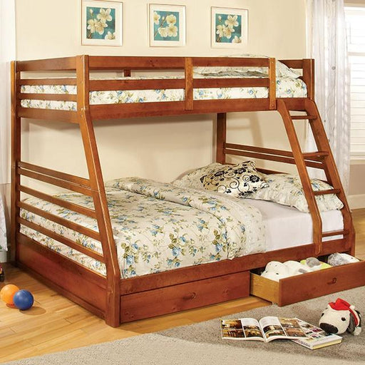 California III Oak Twin/Full Bunk Bed w/ 2 Drawers Bunk Bed FOA East