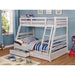 California III Wire-Brushed White Twin/Full Bunk Bed w/ 2 Drawers Bunk Bed FOA East