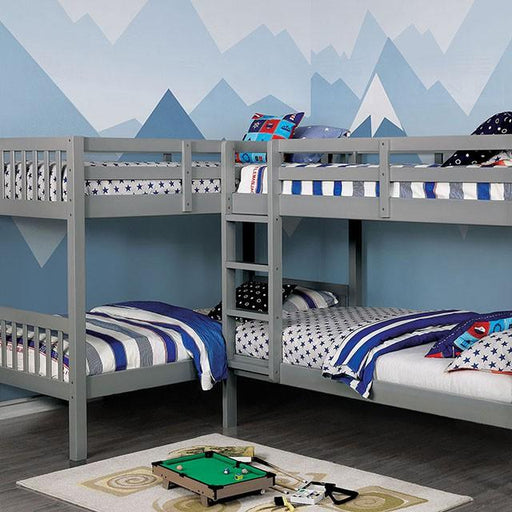 Marquette Gray Quadruple Twin Bunk Bed Bunk Bed FOA East