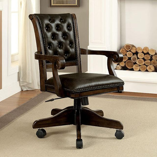 KALIA Brown/Dark Brown Height-Adjustable Arm Chair Dining Chair FOA East