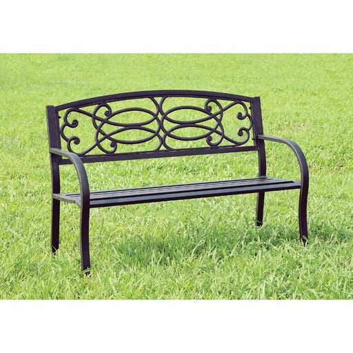 POTTER Black Patio Steel Bench Outdoor Seating FOA East