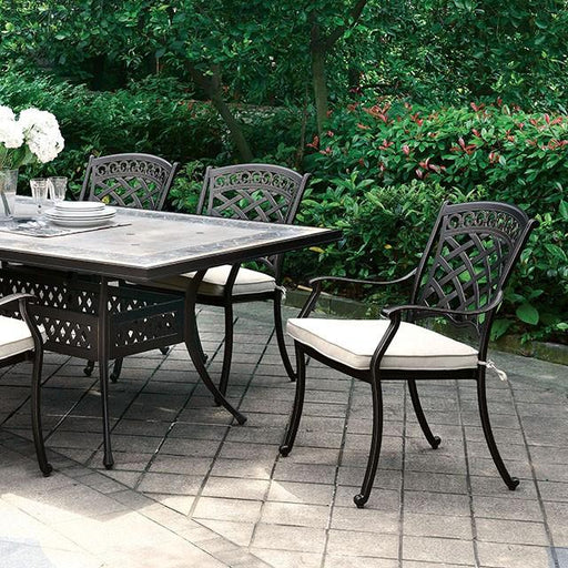 Charissa Antique Black Patio Dining Table Outdoor Dining FOA East