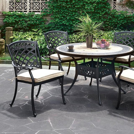 Charissa Antique Black Round Table Outdoor Accessories FOA East