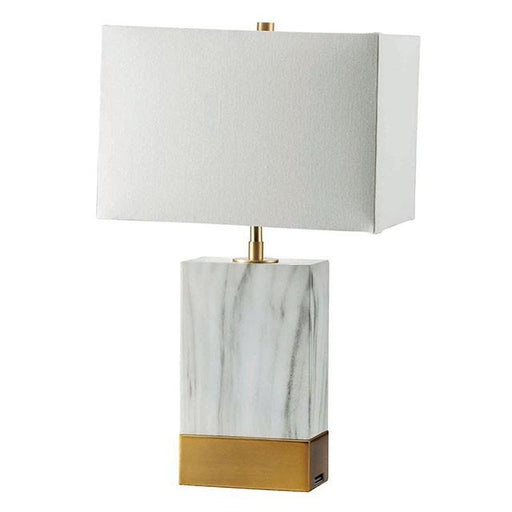 Faith White Marble/Gold 20"H White Marble Gold Table Lamp Table Lamp FOA East