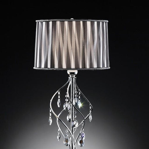 Arya Black/Chrome Table Lamp, Hanging Crystal Table Lamp FOA East