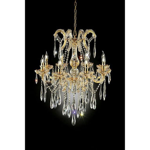 Christiana Gold 35"H Ceiling Lamp Gold, Hanging Crystal Ceiling Lamp FOA East