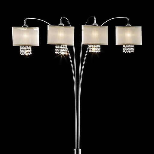 Claris Ivory/Chrome Arch Lamp, Hanging Crystal Arch Lamp FOA East
