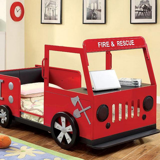 Rescuer Red/Black Twin Bed Bed FOA East