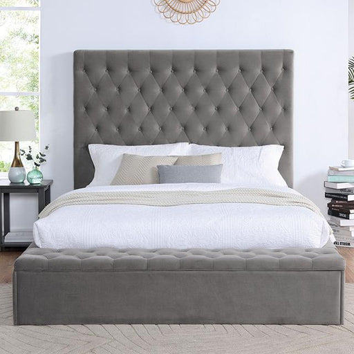 ATHENELLE Queen Bed, Gray Bed FOA East