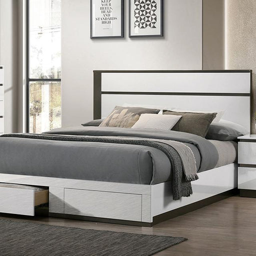 BIRSFELDEN Queen Bed w/ Drawers, White Bed FOA East