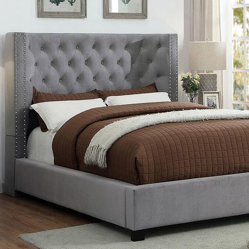 CARLEY Cal.King Bed, Gray Bed FOA East