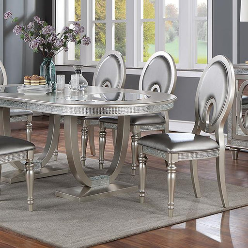 CATHALINA Oval Dining Table, Silver Dining Table FOA East