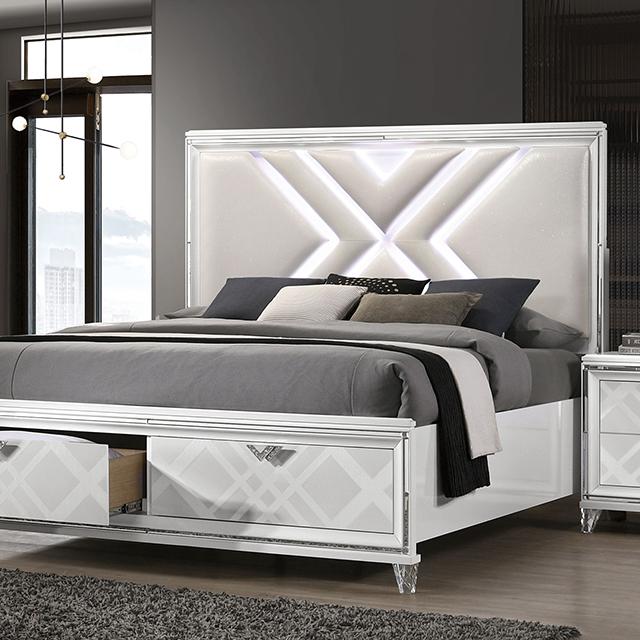 EMMELINE Queen Bed, White Bed FOA East