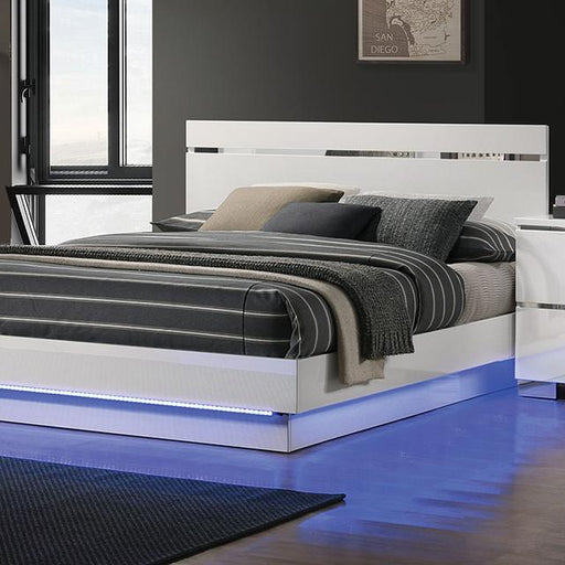 ERLACH Cal.King Bed, White/Chrome Bed FOA East