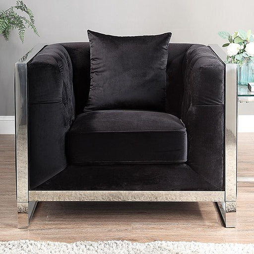 EVADNE Chair w/ Pillow, Black Chair FOA East