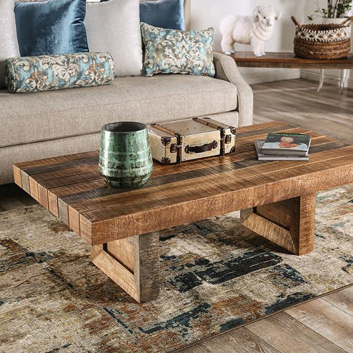 GALANTHUS Coffee Table, Weathered Light Natural Tone Coffee Table FOA East