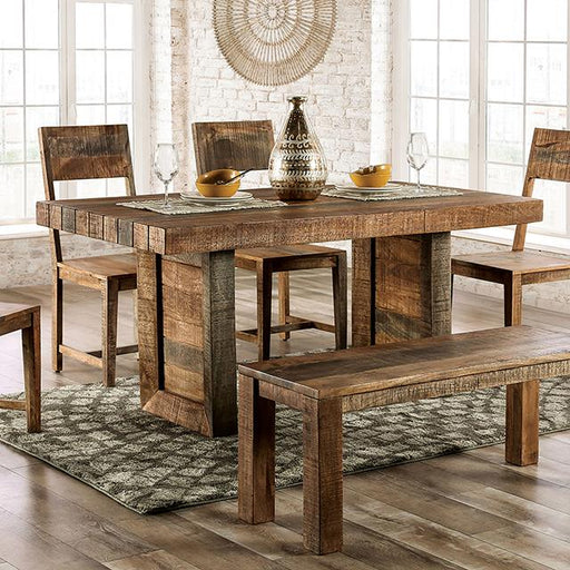 GALANTHUS Dining Table, Weathered Light Natural Tone Dining Table FOA East