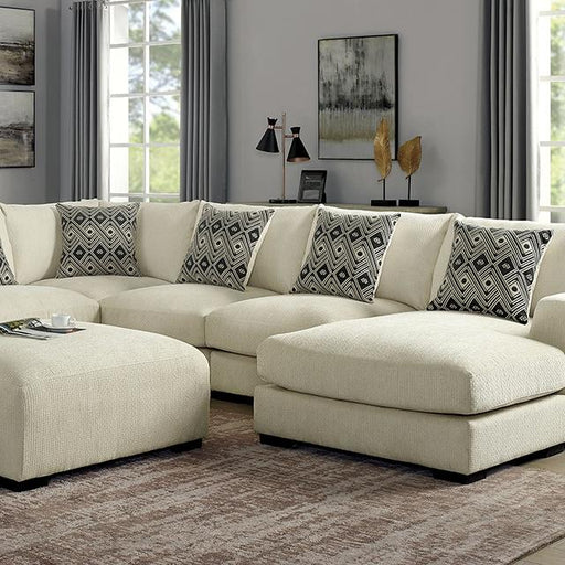 KAYLEE U-Shaped Sectional + Ottoman, Right Chaise Sectional FOA East