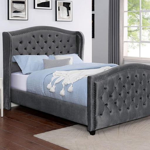 KERRAN Queen Bed, Dark Gray Bed FOA East