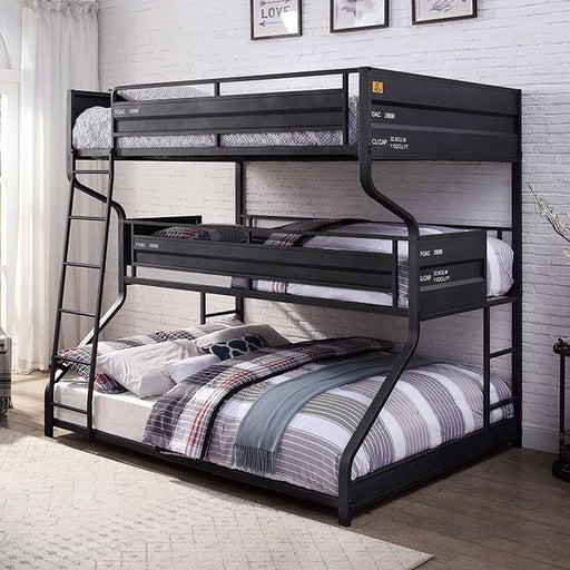 LODIDA Full/Twin/Queen Triple Decker Bed Bunk Bed FOA East