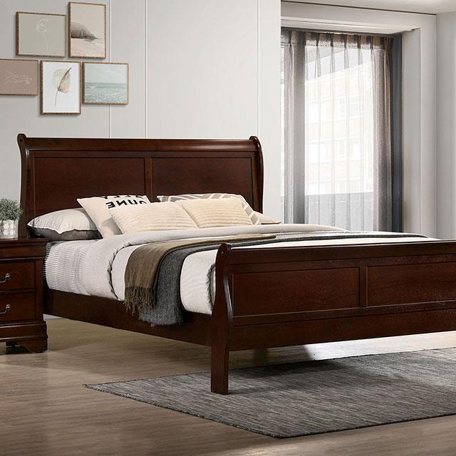 LOUIS PHILIPPE Cal.King Bed, Cherry Bed FOA East