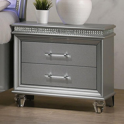 MADDIE Night Stand, Silver Nightstand FOA East