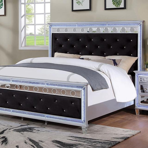 MAIREAD E.King Bed, Silver/Black Bed FOA East