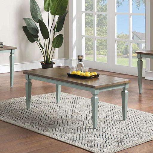MONMOUTH 3 Pc. Table Set, Antq. Teal Table Set FOA East