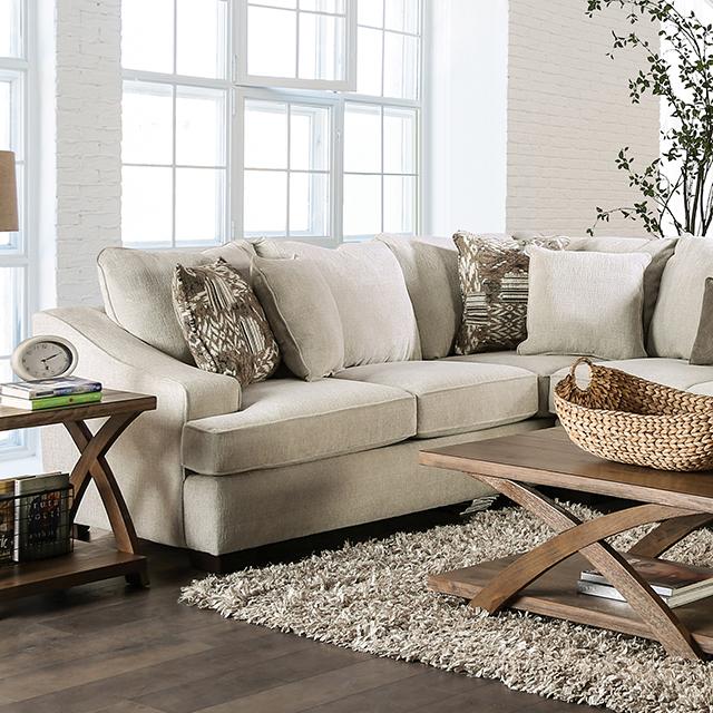 MORNINGTON Sectional, Ivory/Brown Sectional FOA East