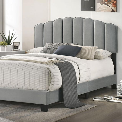 NERINA Queen Bed, Light Gray Bed FOA East