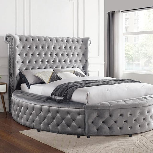 SANSOM Queen Bed, Gray Bed FOA East