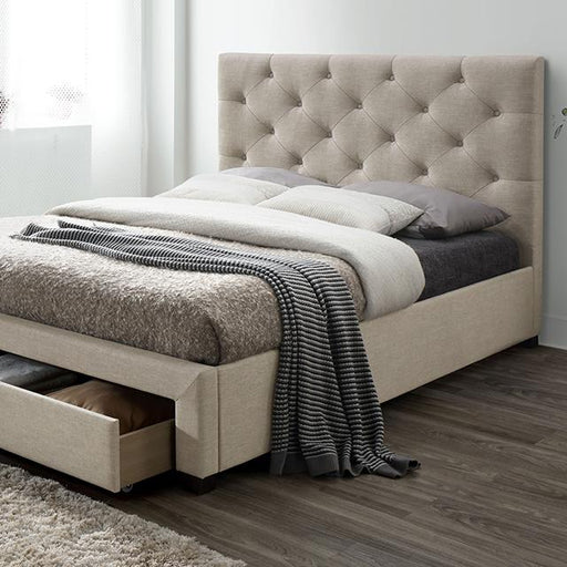 SYBELLA Cal.King Bed, Beige Bed FOA East