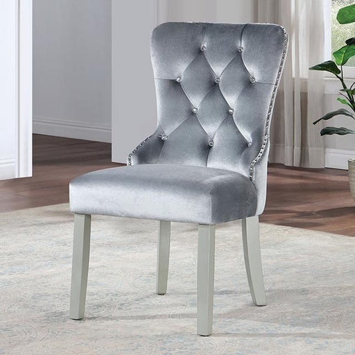 ADALIA Wingback Chair (2/CTN), Silver/Dark Gray Dining Chair FOA East