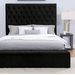 ATHENELLE Queen Bed, Black Bed FOA East