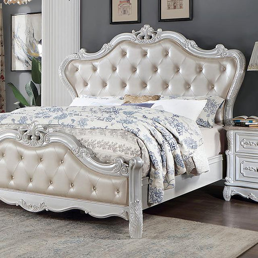 ROSALIND Cal.King Bed, Pearl White Bed FOA East