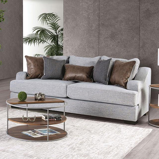SKYLINE Sofa, Light Gray/Brown Sofa FOA East