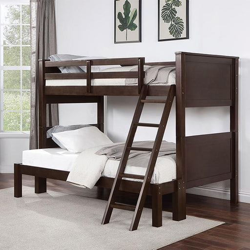 STAMOS Twin/Full Bunk Bed, Walnut Bunk Bed FOA East
