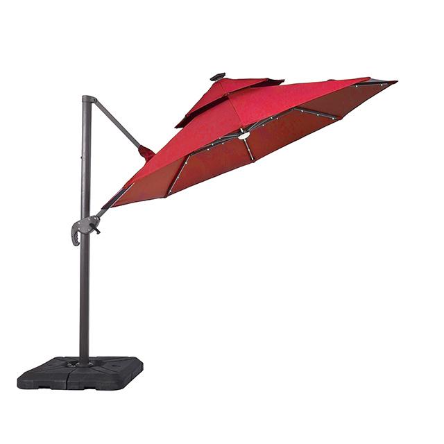 Nuti 10 Ft Round Umbrella w/ LED Light + 37" Large Base Outdoor Accessories FOA East